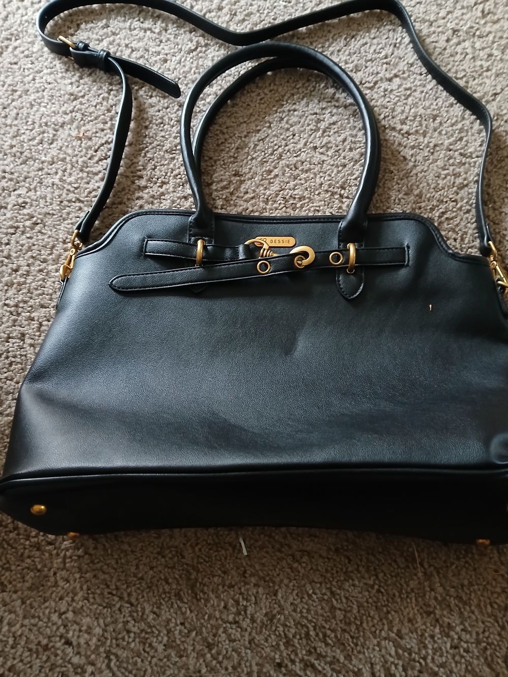 Classic Black Bessie Bag with Gold Hardware